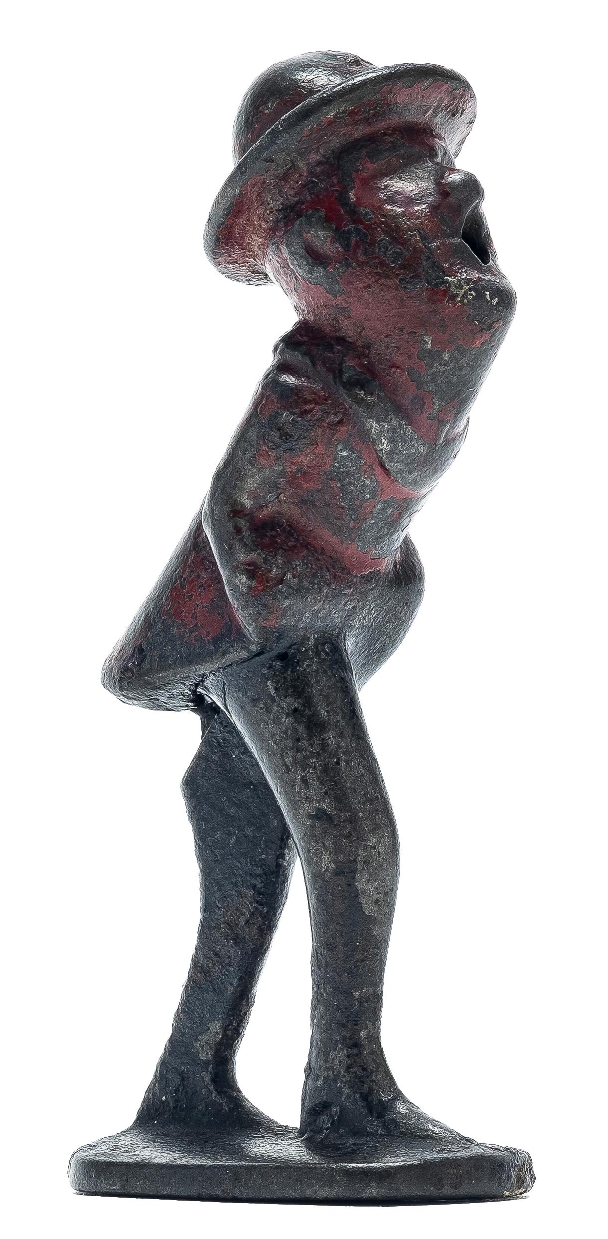 Mature Man Vomiting Cast Iron Toy: Snake Pellet Novelty Toy Unknown American Maker Pat.'d June 1888 - 4" Tall.