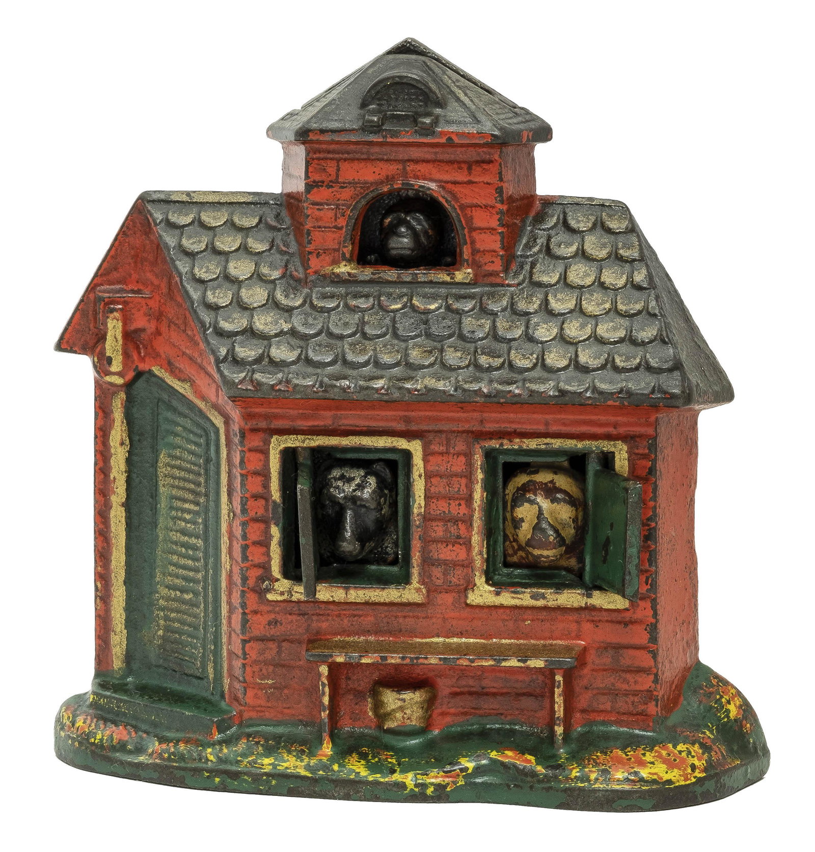 The Zoo Iron Mechanical Bank: By Kyser & Rex Company of Philadelphia - Late 1880's. The Zoo Bank holds the dubious honor of being the smallest mechanical toy bank ever created. However, what it lacks in size is more than adequatel