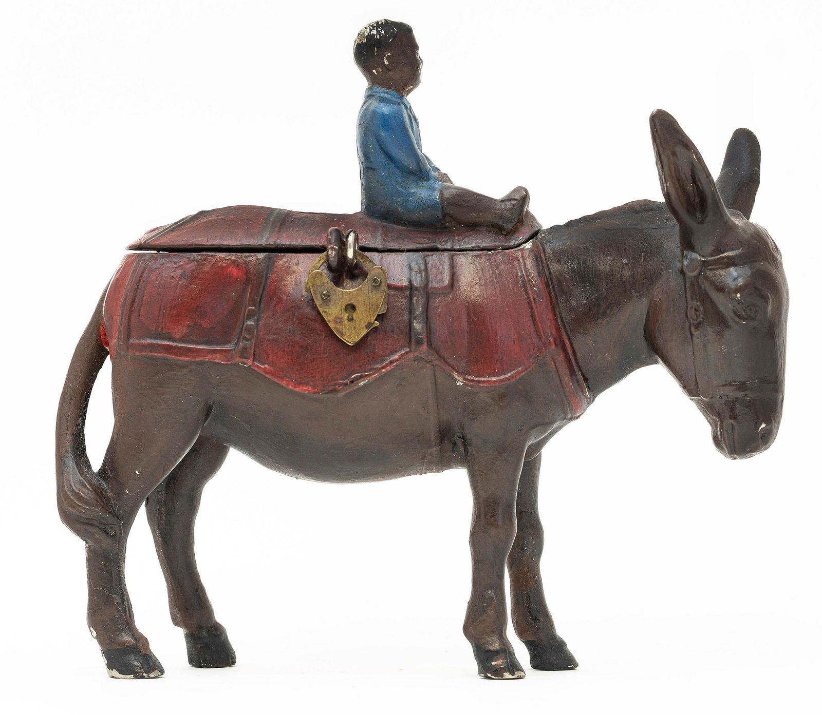 Mule with Pack and Child Spelter Bank (1 of 2)