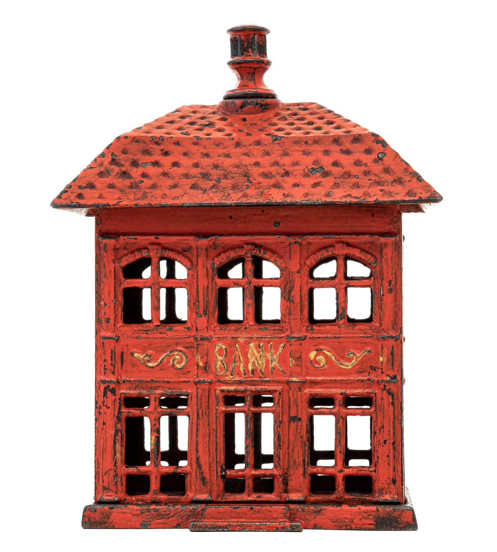 Rare Red Finial Iron Bank (1 of 6)