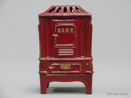 NEW HEATROLA BANK – RED: NEW HEATROLA BANK – RED Kenton Hardware – Circa 1927 Material: Cast Iron & Sheet Steel