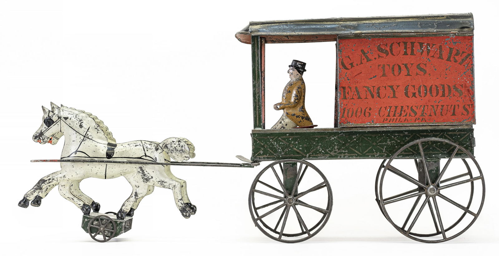 "G. A. Schwarz" Fancy Goods & Toys Wagon, Tin Toy (1 of 3)