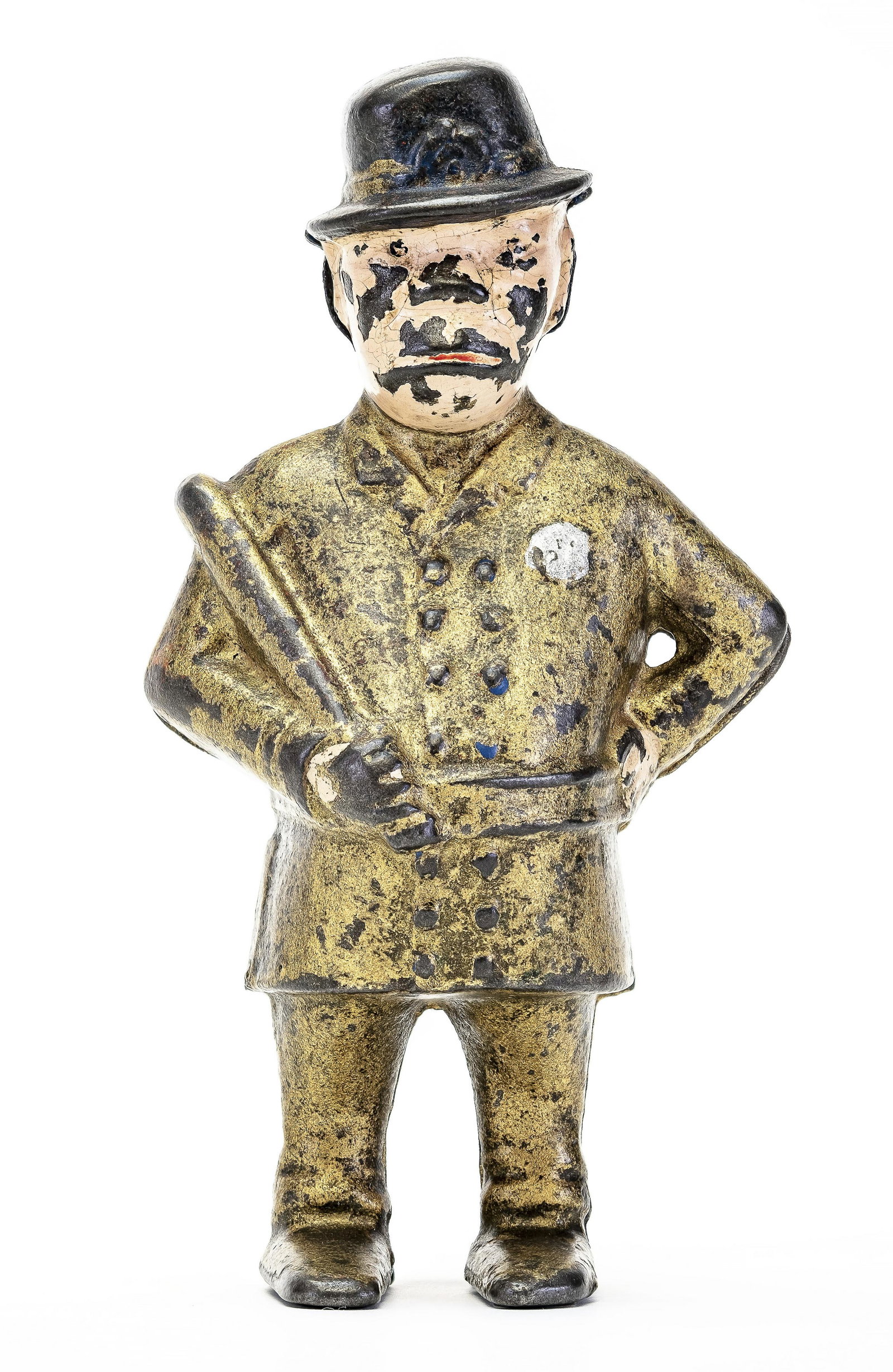Mulligan the Cop - Gold Uniform - Iron Bank: A. C. Williams Ravenna, OH - 1915. A. C. Williams painted very few examples in this manner (maybe 1 in 50).