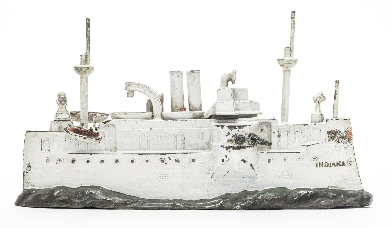 Battleship Indiana Iron Bank: J. & E. Stevens Co. Cromwell, CT - 1901 - 10.5" Long.