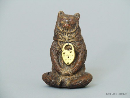 Bear with Arms Folded German Spelter Still Bank