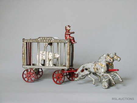 Royal Circus polar Bear Cage - Hubley: Hubley Toy Company Lancaster, Pennsylvania – Circa 1915 The 12" scale version of this toy. Material: Cast Iron