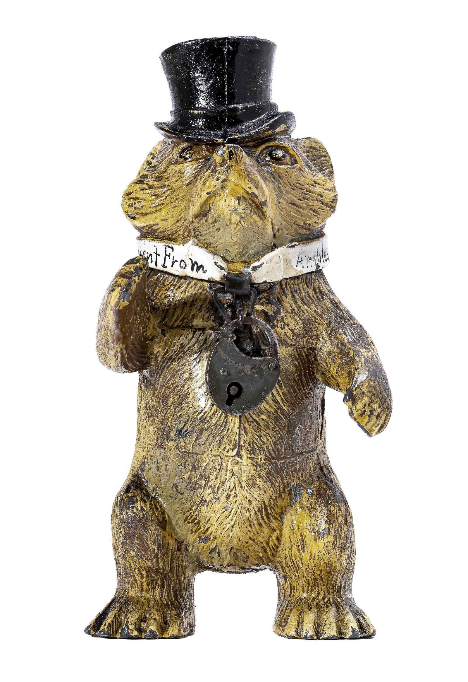 Standing Bear in Top Hat Spelter Bank (1 of 4)