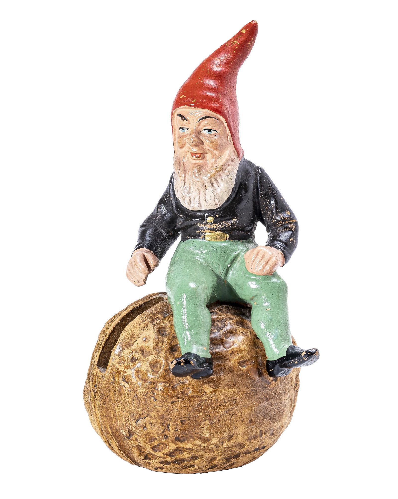Gnome Seated on a Walnut Painted Earthenware Bank (1 of 3)