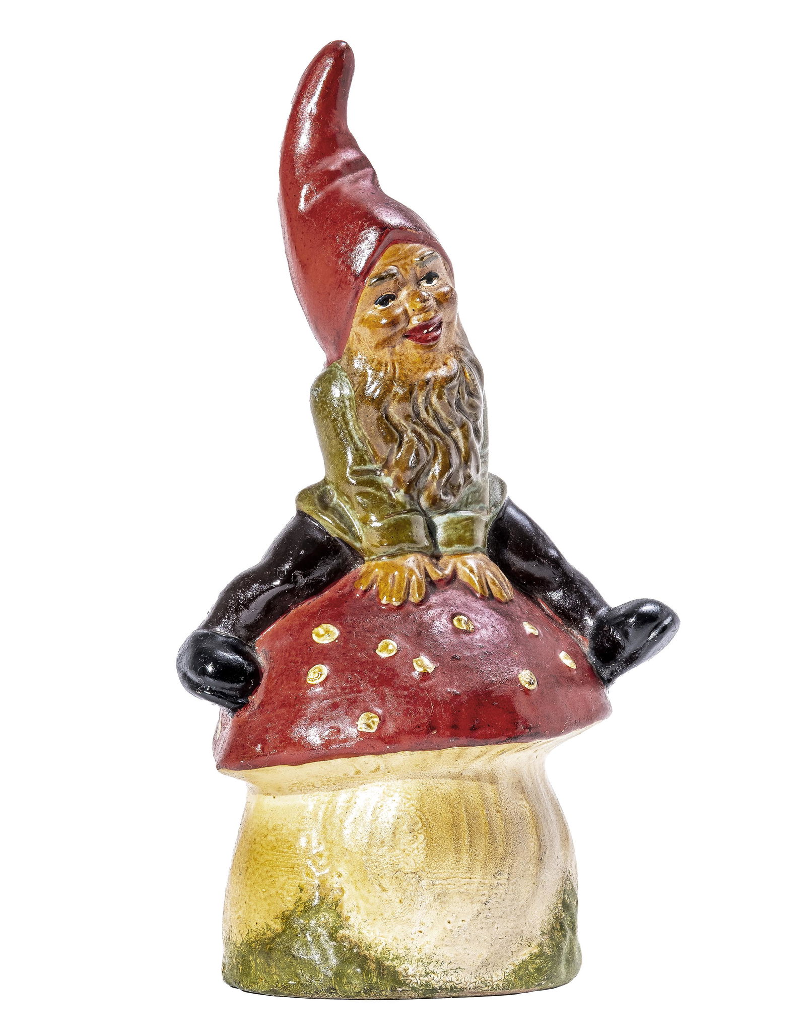 Playful Gnome Straddling a Polka Dotted Toadstool (1 of 4)