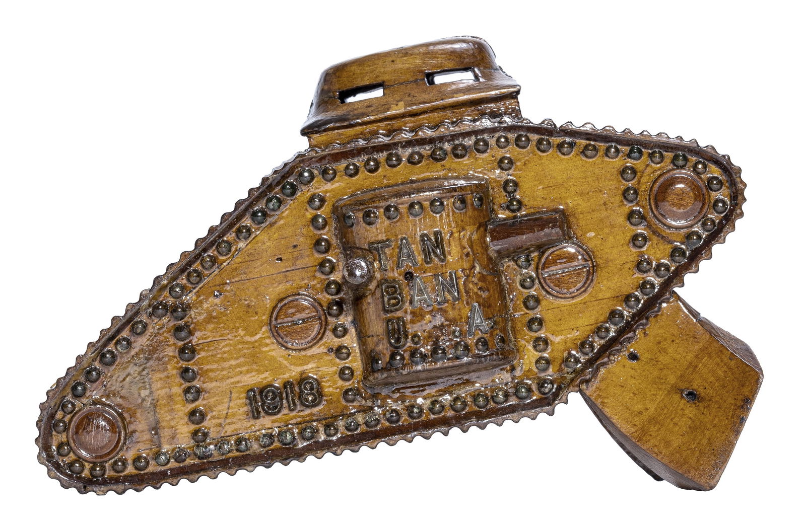 Large U. S. Tank Bank - Wood Pattern (1 of 2)