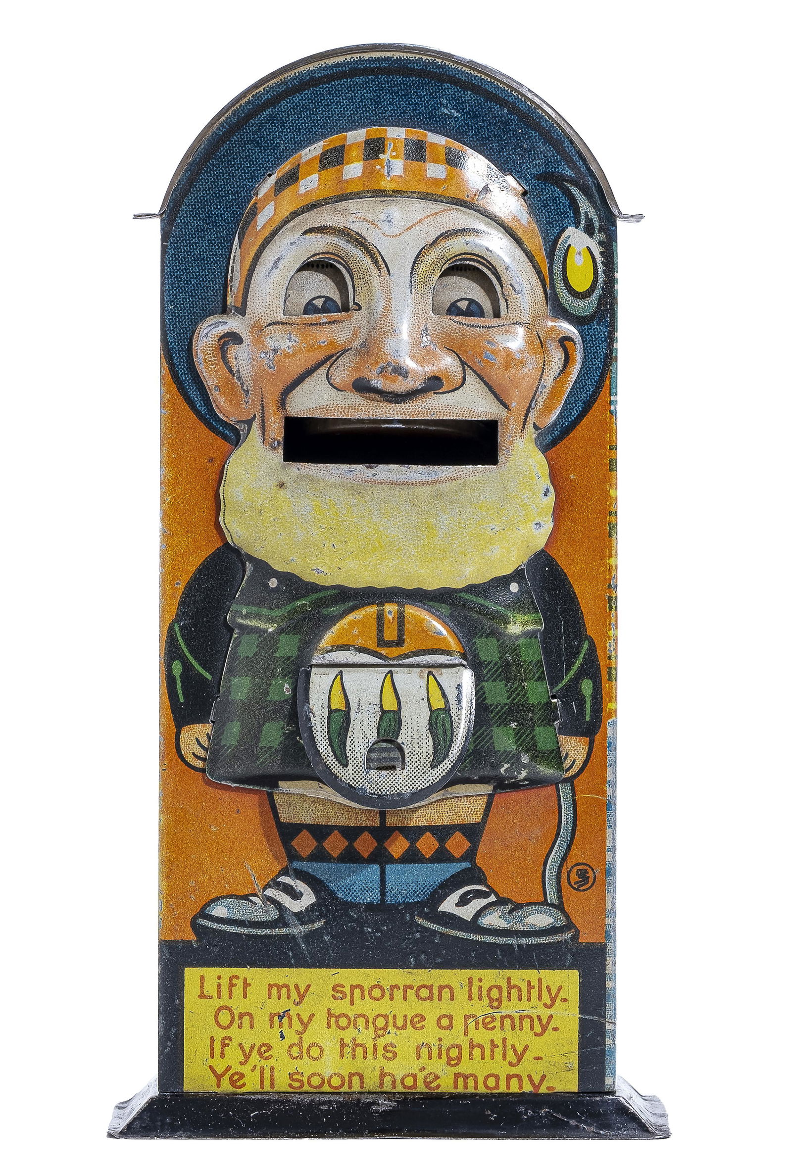 Scotsman in His Tartans Tin Mechanical Bank (1 of 4)