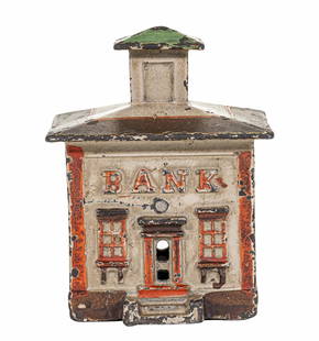 Cupola, Small - Light Brown - Iron Bank: By J. & E. Stevens Company. Cromwell, CT - 1872 - 3 1/4" Tall.