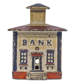 Cupola, Small - Patriotic - Iron Bank: By J. & E. Stevens Company. Cromwell, CT - 1875 - 3 1/4" Tall.