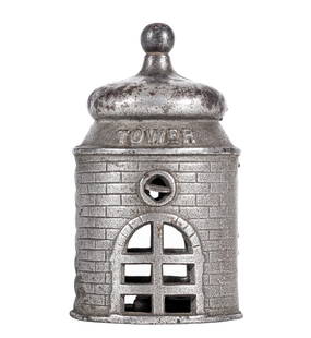 Tower Bank: Kenton Hardware Company. Kenton, OH - 1915 - 4 1/8" Tall.