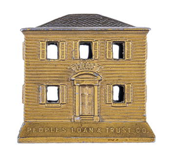 Peoples Loan & Trust Co. Still Bank: The Art Metal Works Co. Newark, NJ - 1930 - 2 3/4" Tall.