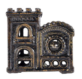 Rose Window, Twist Pin - Iron Bank: English - 1890 - 2 3/8" Tall.