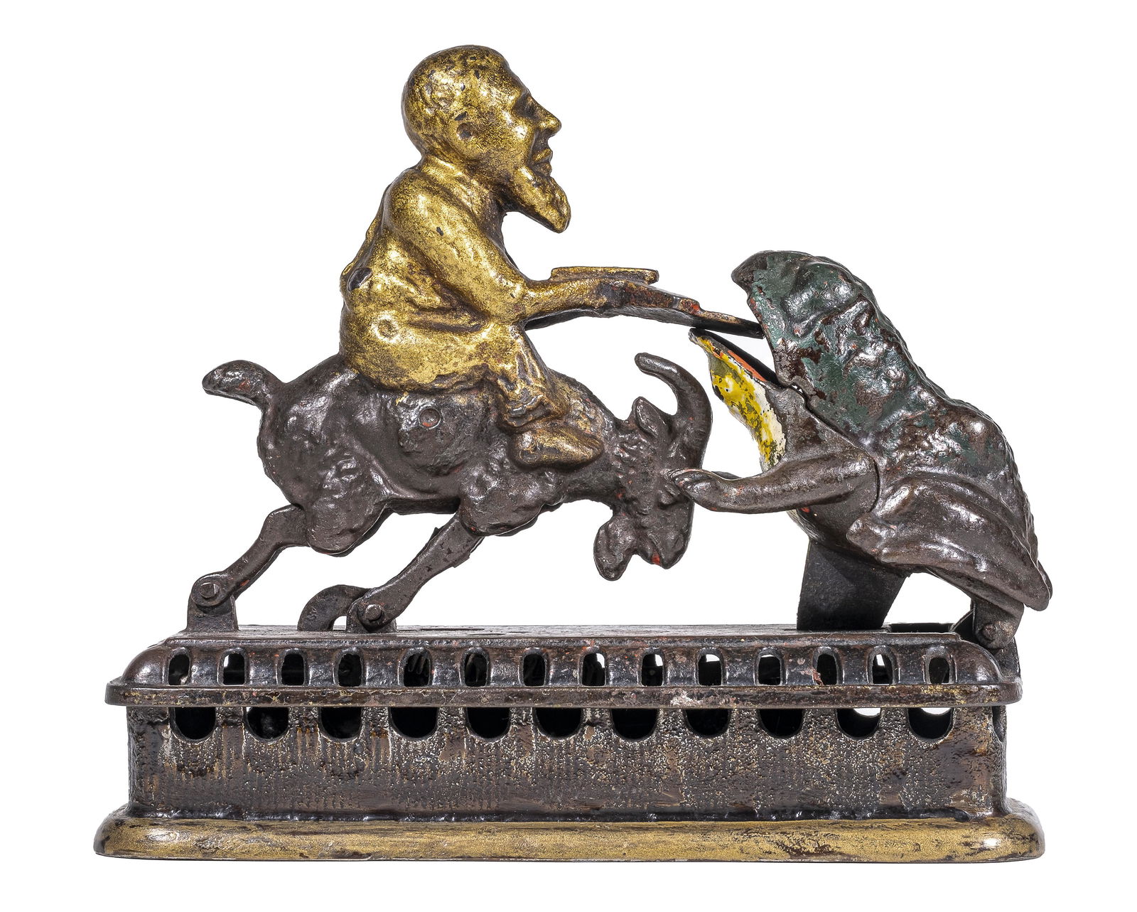 Initiating Bank, 2nd Degree - Iron Bank: Goat Frog and Old Man. Mechanical Novelty Works. New Britain, CT - 1880.