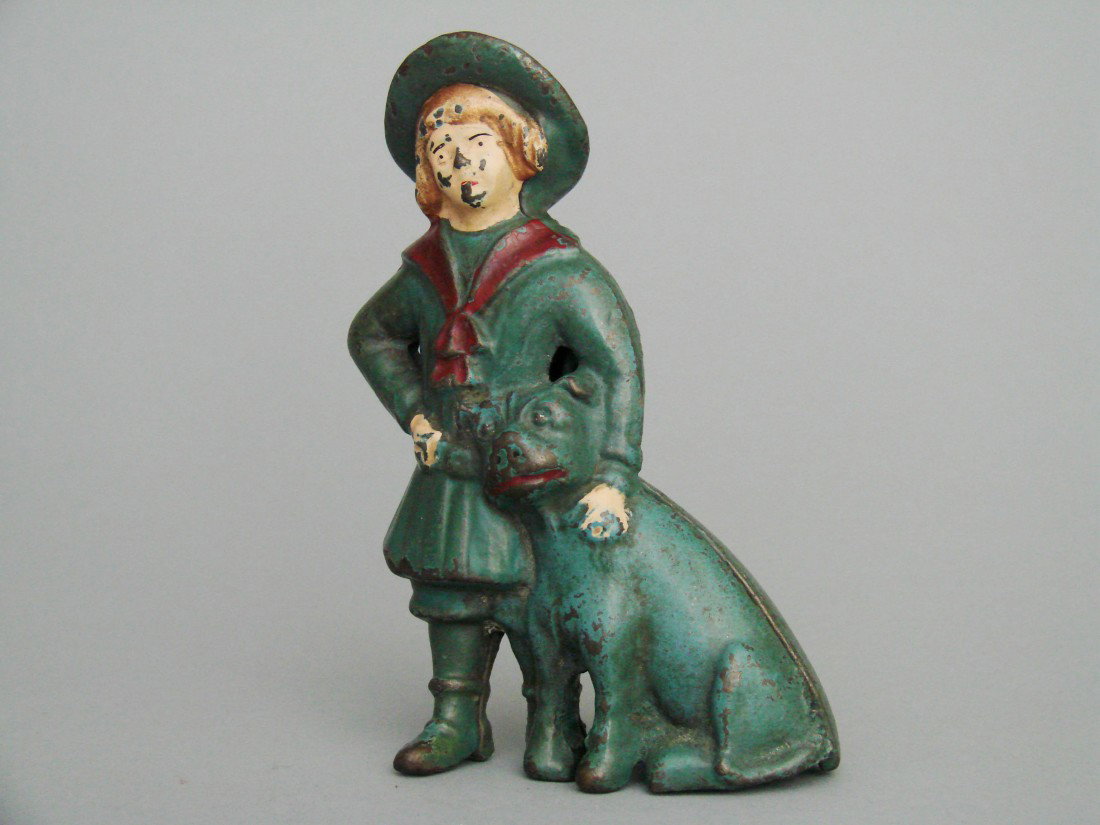 Buster Brown and Tige Rare Multicolored: Buster Brown and Tige Rare Multicolored -A. C. Williams Ravenna, Ohio – Circa 1910 Material: Cast Iron Provenance: Tom Stoddard