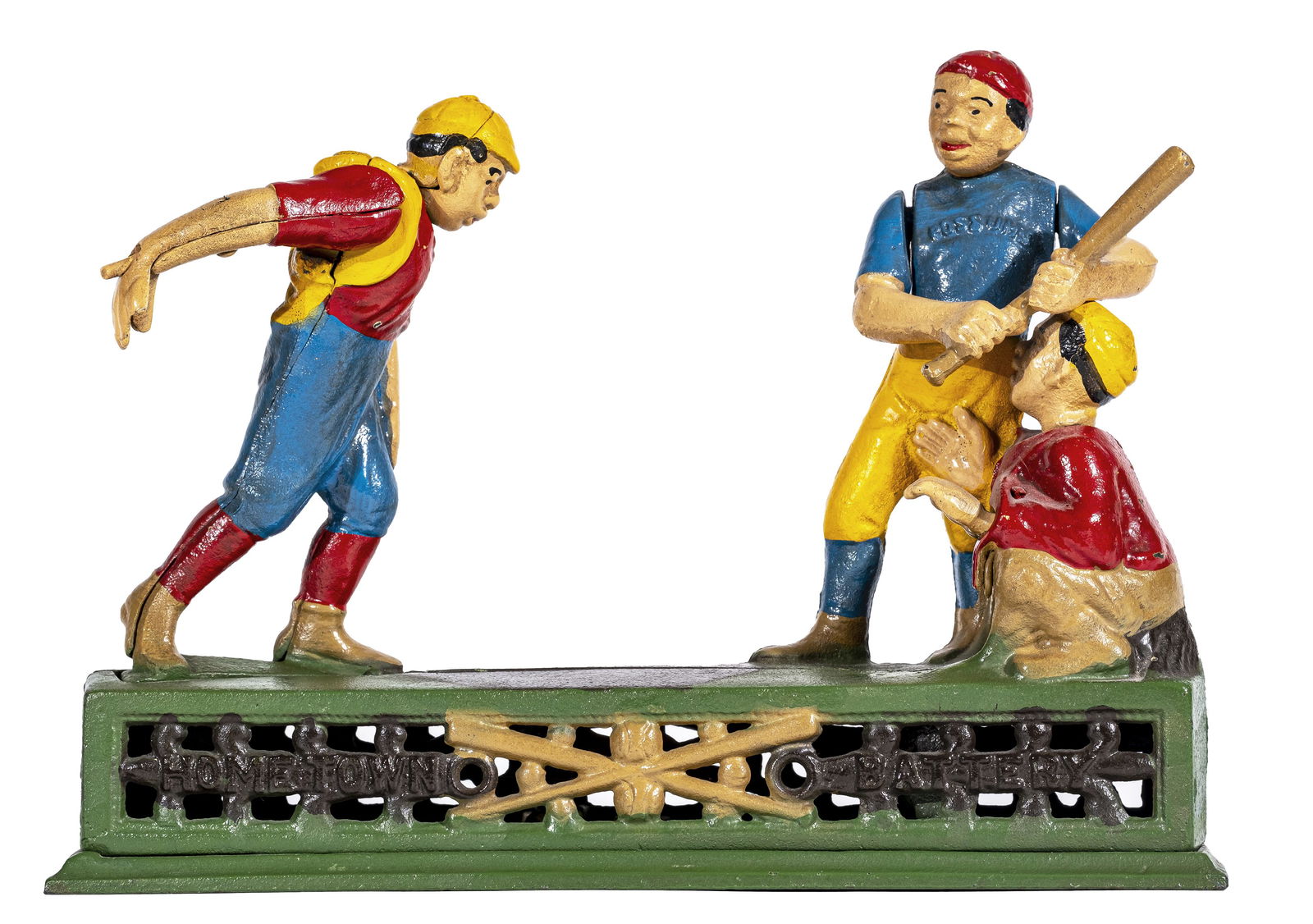 Hometown Battery Iron Mechanical Bank: Made by John Wright Company. Pennsylvania - 1960's. A Book of Knowledge example.