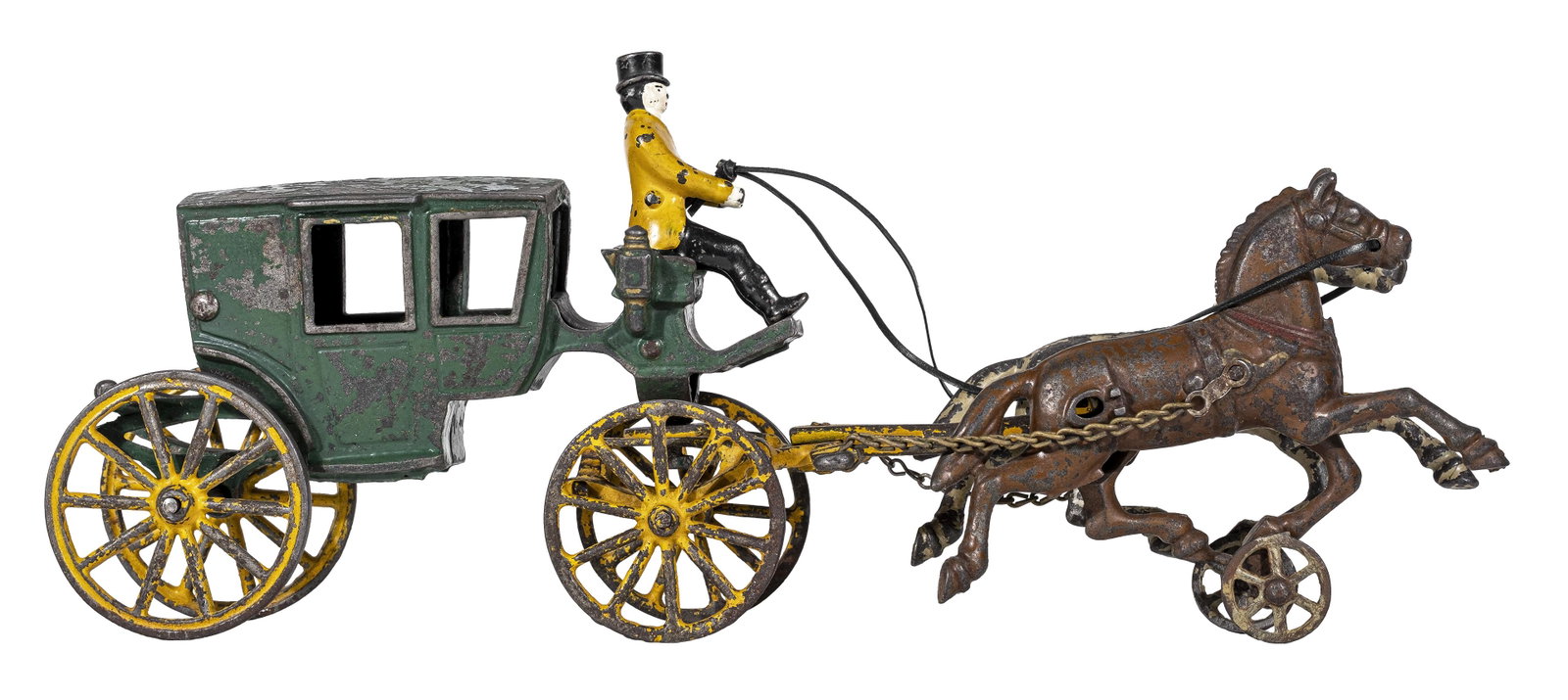 Two Horse Cabriolet Iron Toy: Made by Kenton Hardware Company. Kenton, Oh. - 1905 - 16" Long.
