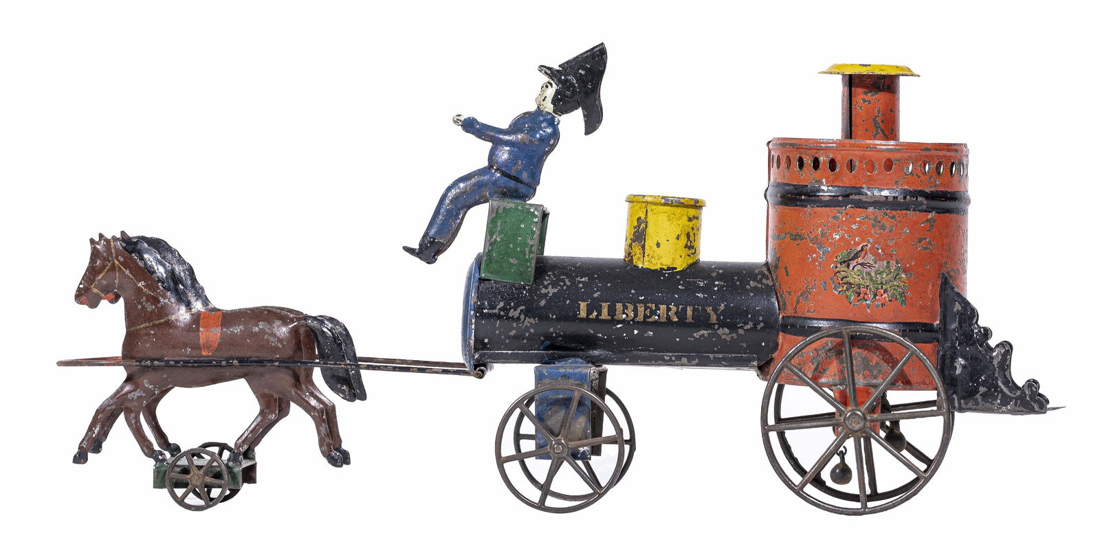"Liberty" Fire Pumper with Working Bells Tin Toy (1 of 6)