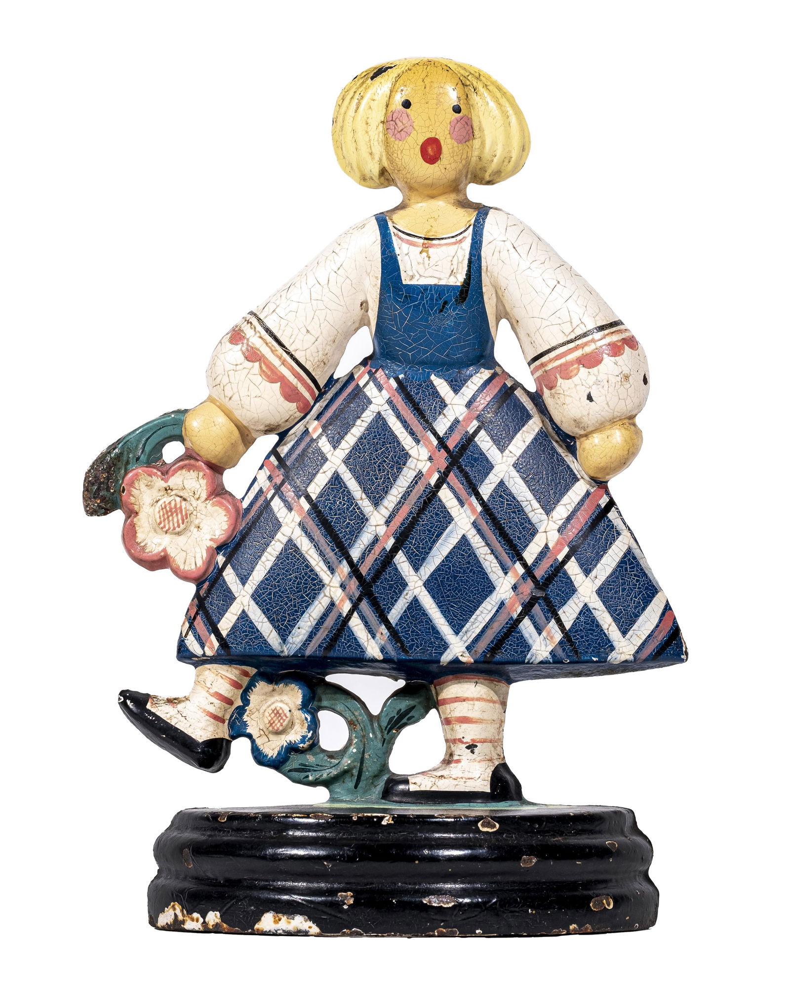 Girl Kicking Flower Iron Doorstop (1 of 2)