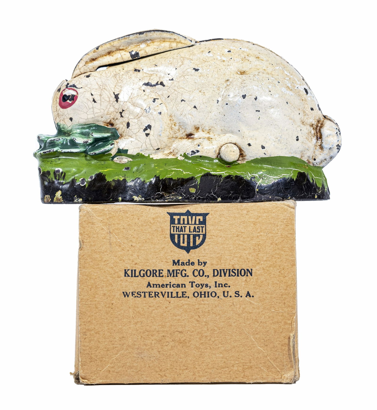 Rabbit in Cabbage with Box - Iron Mechanical Bank (1 of 2)