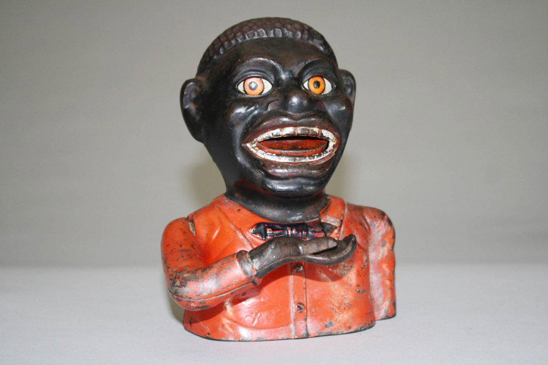 Jolly N. Bank – Circular Twist Trap Mechanical Bank: Made by the J. & E. Stevens Company • Cromwell, Connecticut – Circa 1897 Stevens purchased the patent for this iconic coin-swallower bank from Shepard Hardware and then made several minor modifica