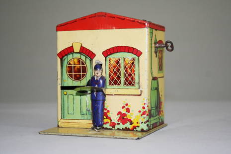 Burnett Postman Mechanical Bank: Burnett Ltd. of London • England – Circa 1927 Material: Tin