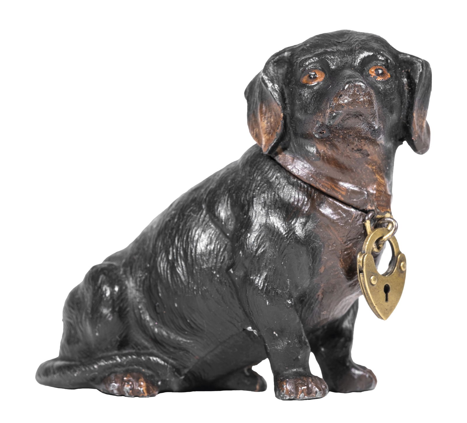 Seated Two-Tone Dachshund: Germany - 1920's - 3" Tall.