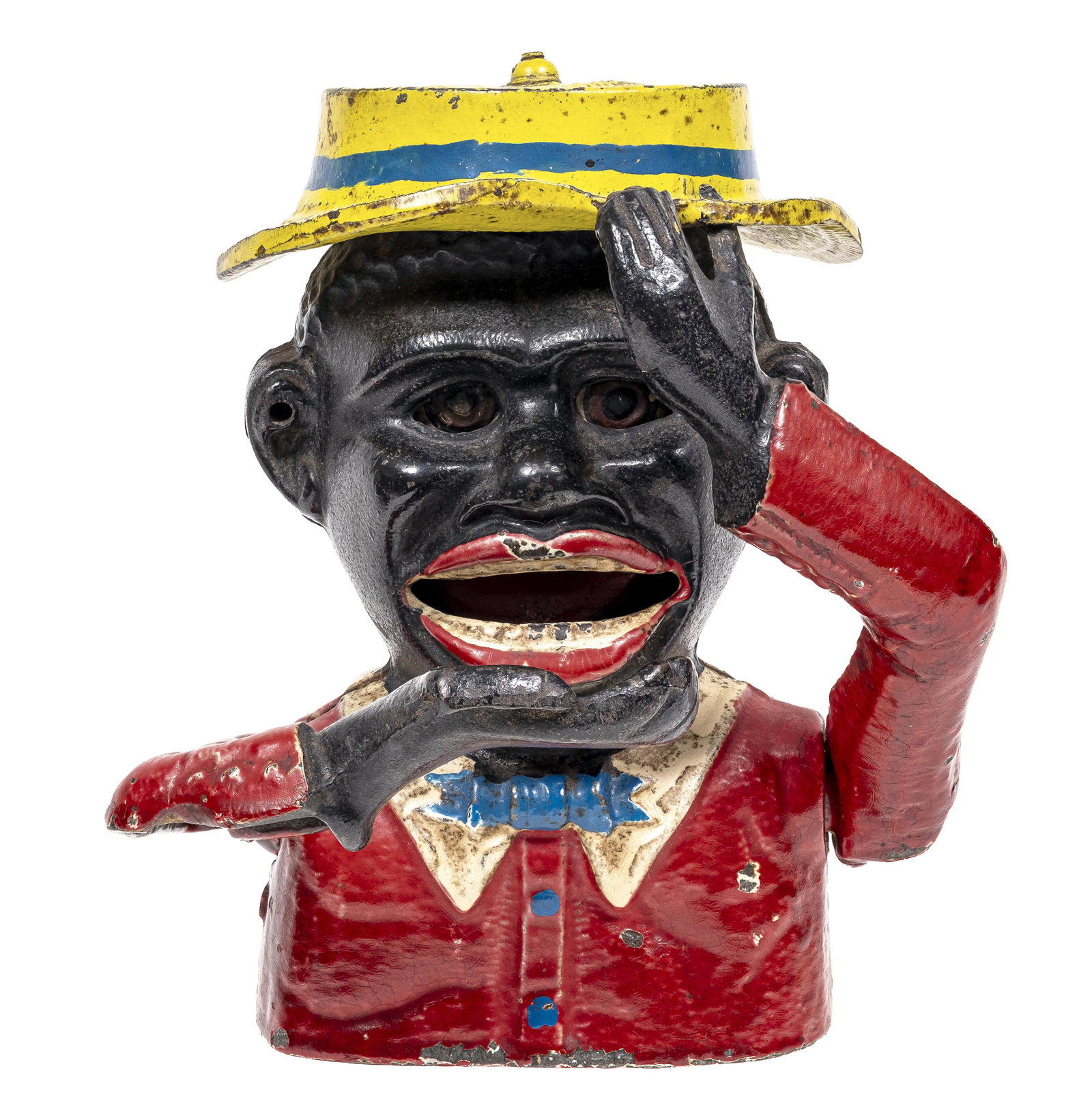 Little Moe Iron Mechanical Bank: Made by Chamberlain and Hill Ltd. Great Britain - Registered Nov. 4, 1931. Purchased from John & Adrian Haley.