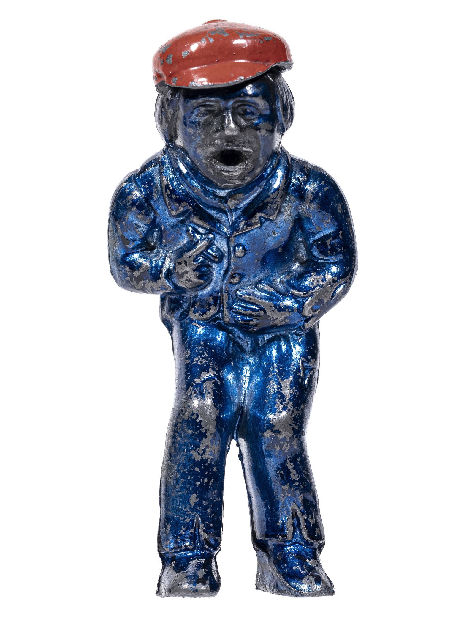 "A Boys First Cigar" Snake Pellet Novelty Toy: By Ives, Blakeslee Company. Pat'd 1880's 4" Tall. This example made of an aluminum type alloy.