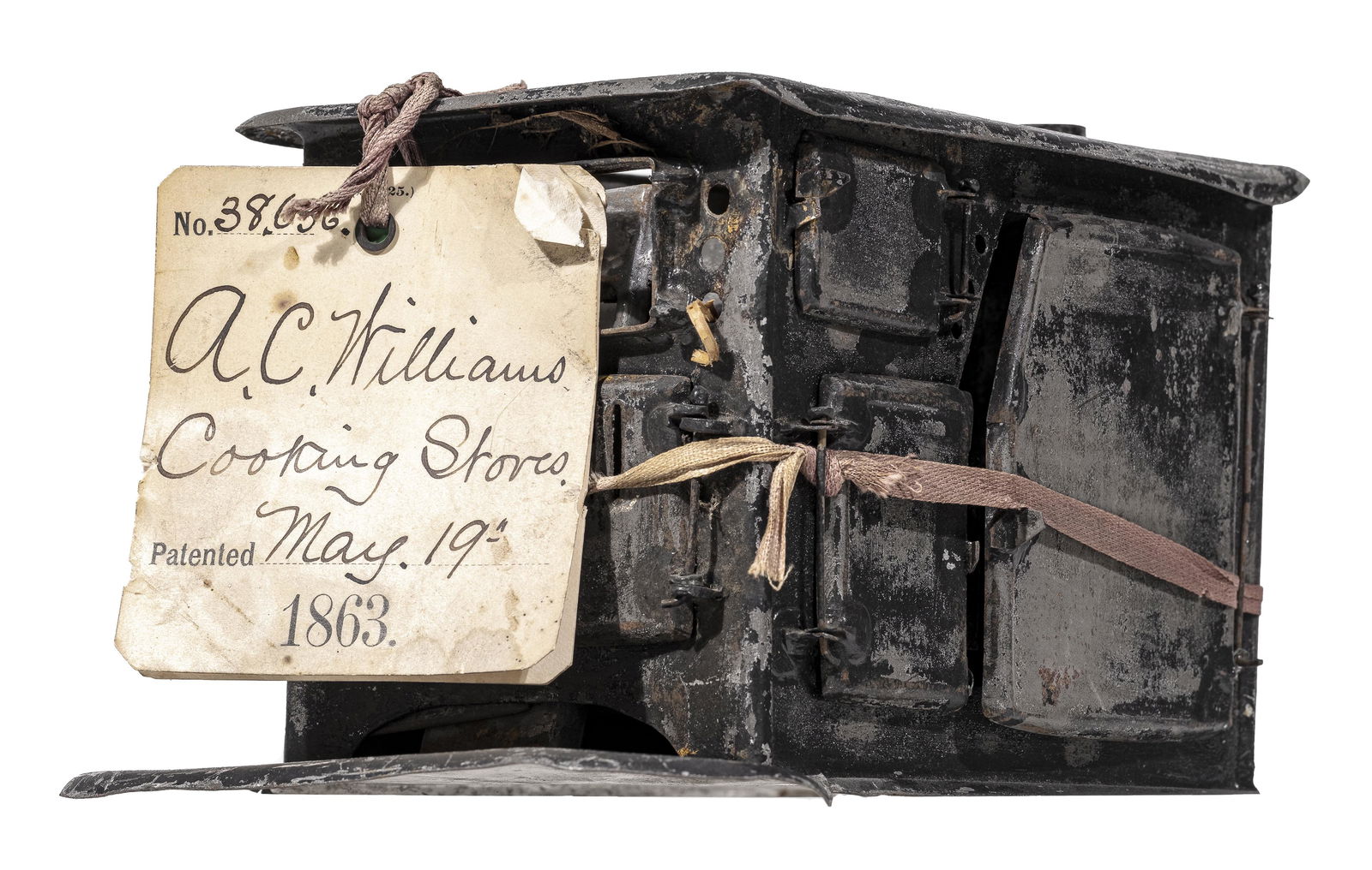Cooking Stove Patent Model: Patented by A. C. Williams. Chagrin Falls, Ohio - May 19, 1863 9" Deep x 5 1/2" Wide. A. C. Williams (Adam Clark) was the son of John Wesley Williams who founded the A. C. Williams Company in Chagrin