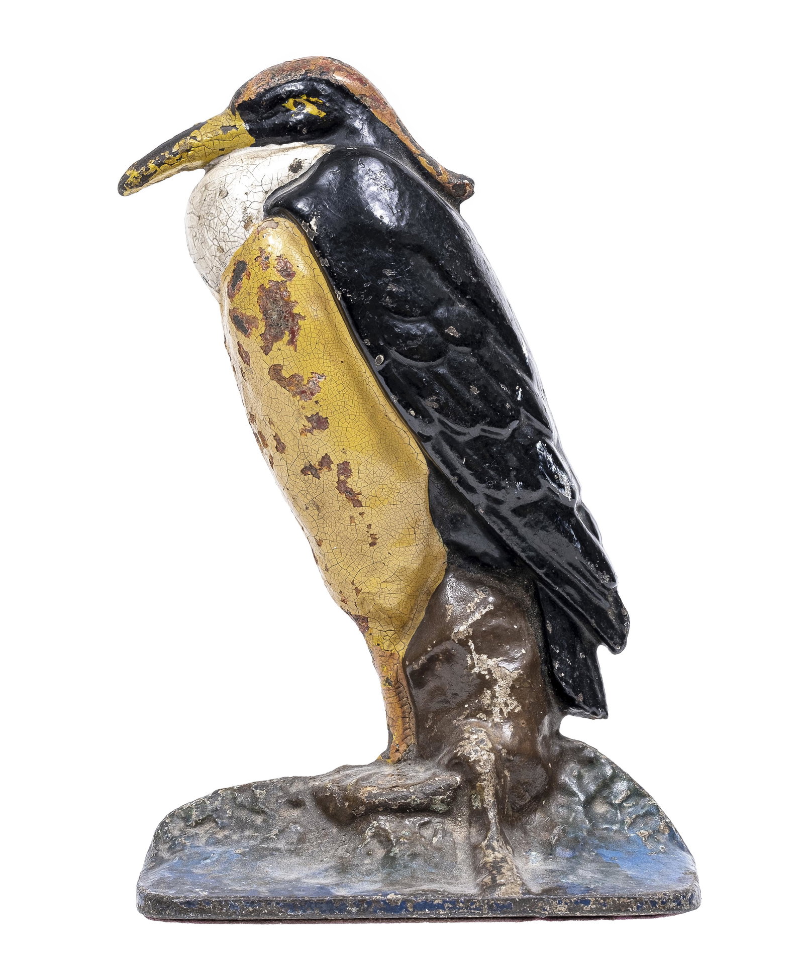 Small Wading Heron Cast Iron Doorstop: Unknown American Maker. Circa Mid 1920's - 7 1/2" Tall.