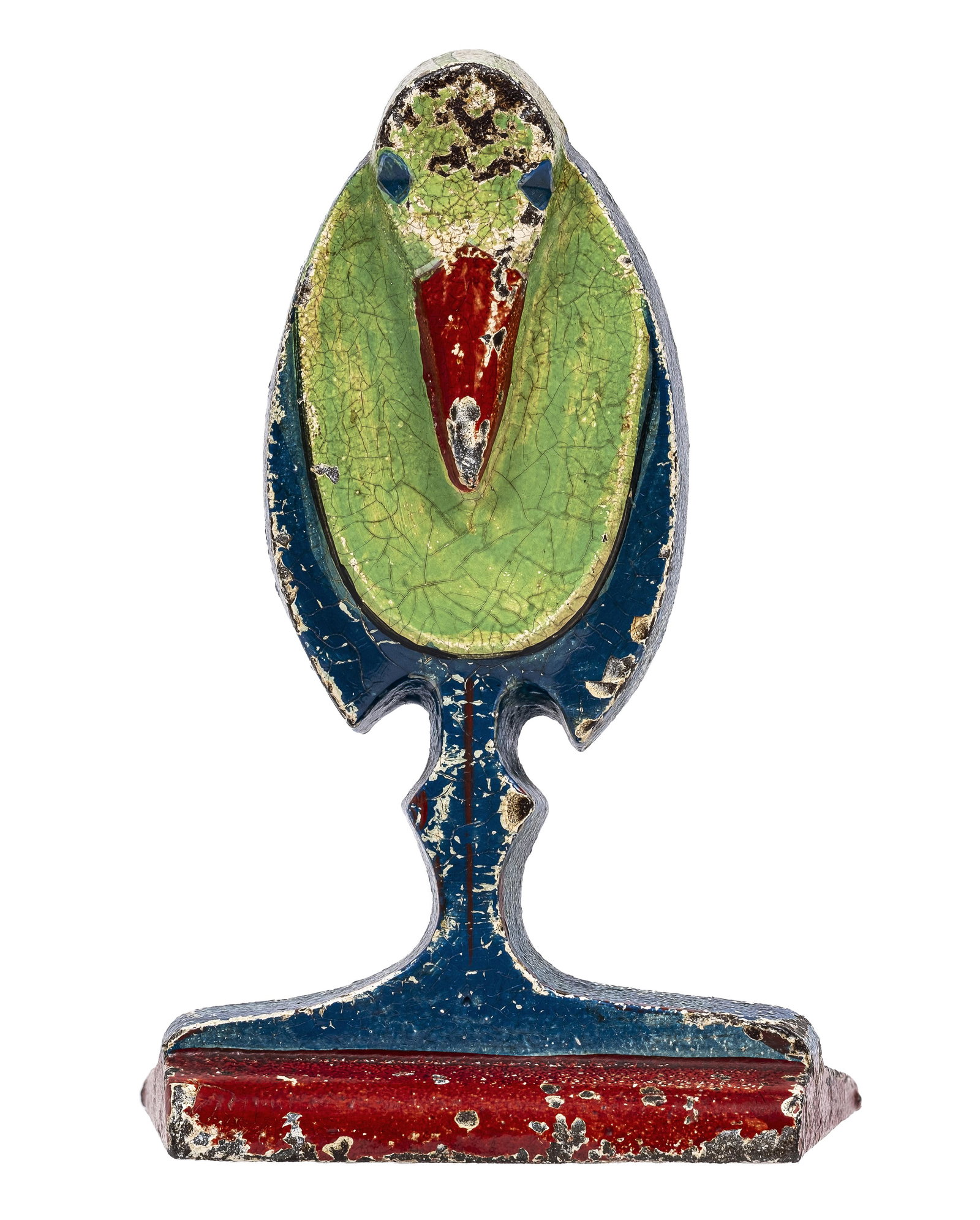 Art Deco Stork Wedge Cast Iron Doorstop: Hubley Art Products (Model No. 240). Lancaster, Pa. - 1930's - 5 1/2" Tall.