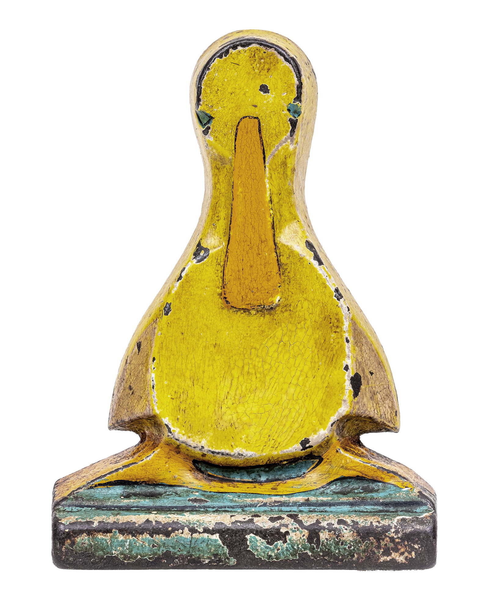 Art Deco Duck Wedge Cast Iron Doorstop: Hubley Art Products (Model No. 239). Lancaster, Pa. - 1930's - 5 1/2" Tall.