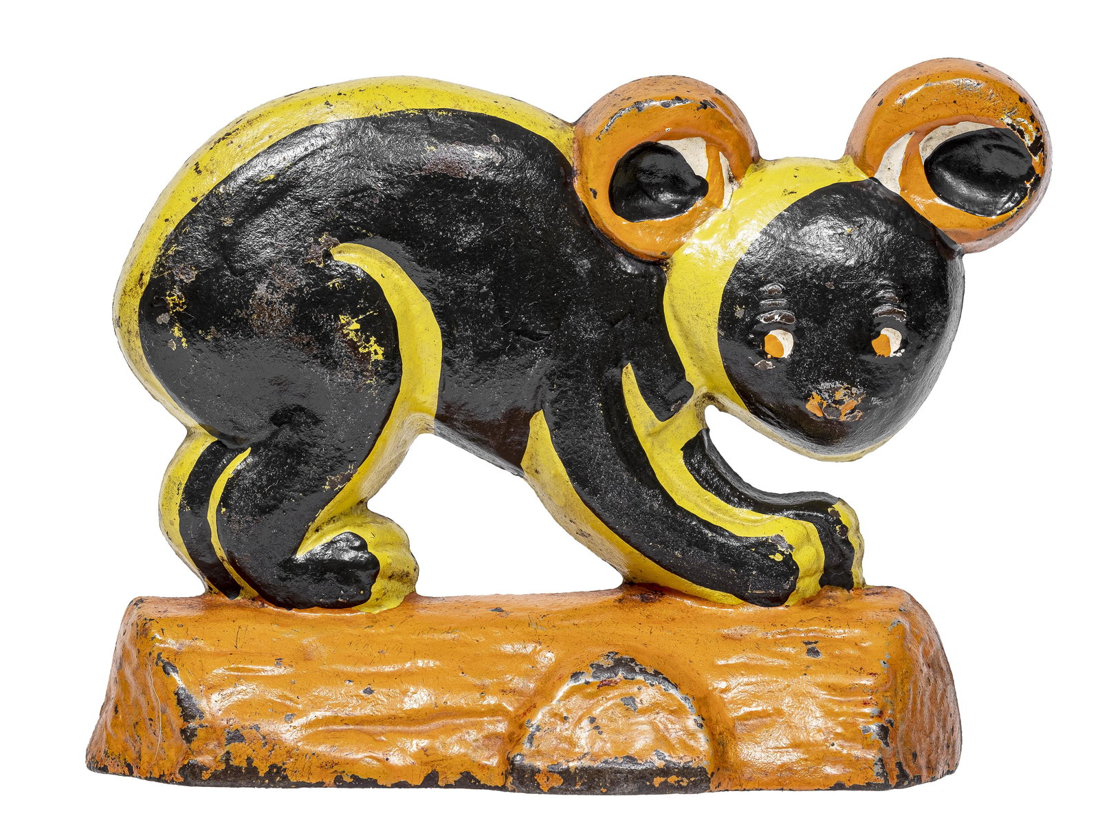 Koala Bear on Log Cast Iron Doorstop: Designed by Taylor Cook (Model No. 5). USA - Copyright 1930 - 5 3/4" T x 7 3/4" L.