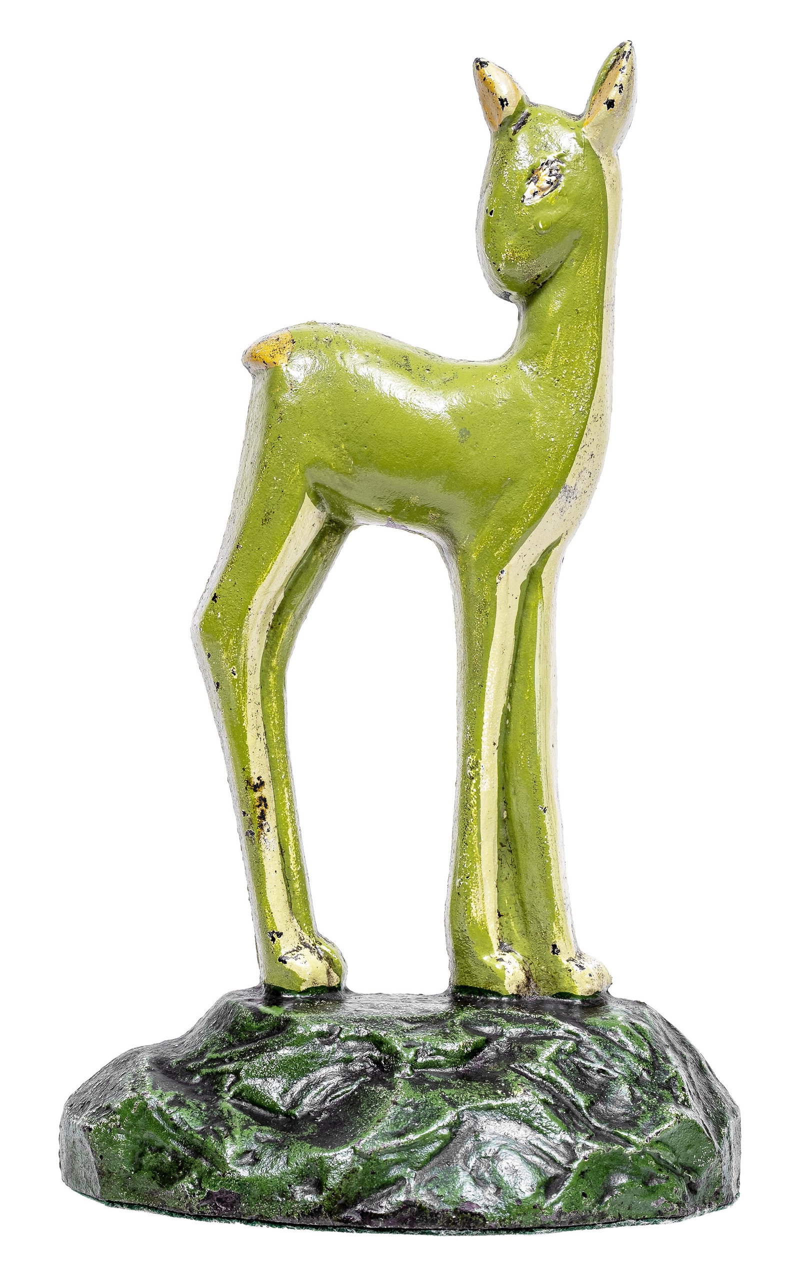 Green Fawn Doorstop: Designed by Taylor Cook (Model No. 6). USA - Copyright 1930 - 9 7/8" Tall.