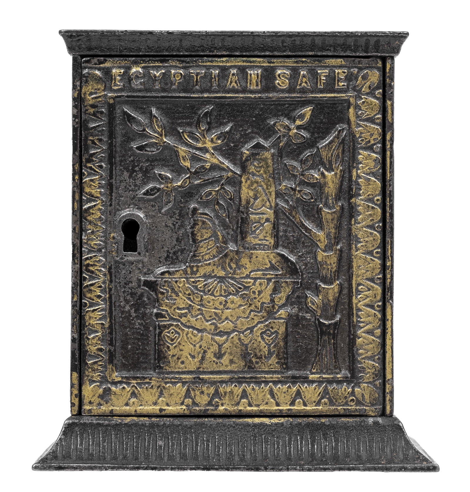The Egyptian Safe Iron Bank: Made by Kyser and Rex Company. Frankford, Pa. - 1880's - 4 1/2" Tall.