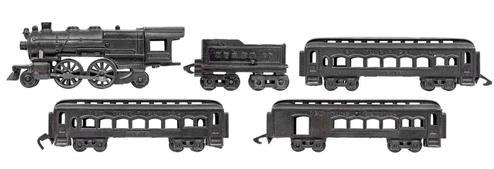 New York Central "Rosita" Pullman Set: Made by Kenton Hardware Company. Kenton, Ohio - 1929 - 51" Long.