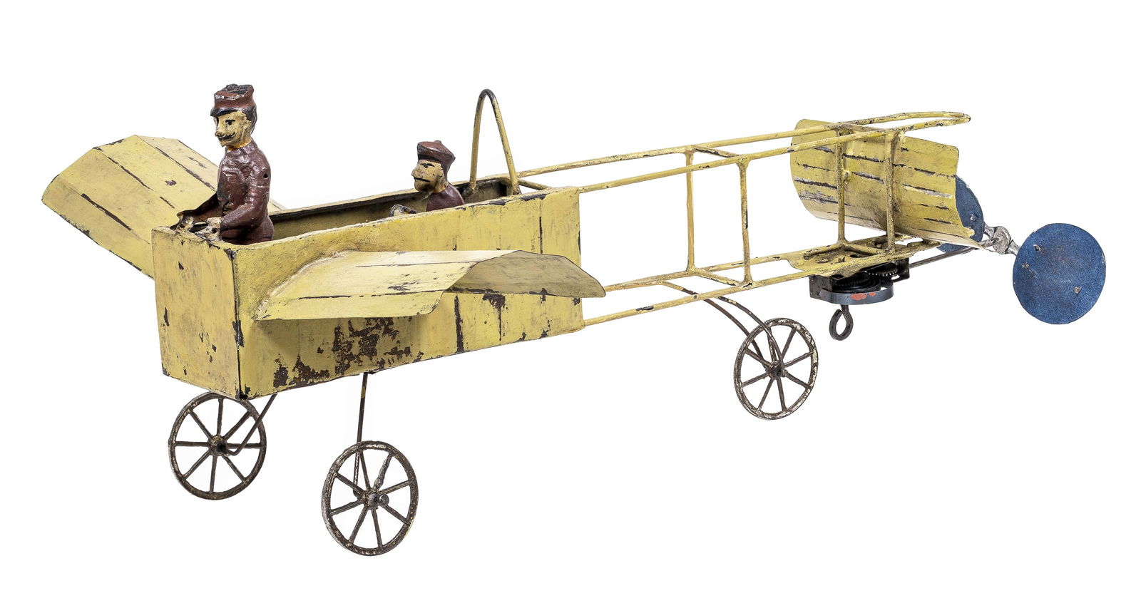 Carette Early Monoplane: Made by Georges Carette. German - Circa 1910. 17 3/4" L x 10 1/4" Wing Span. This is an extremely rare early monoplane of good size. The toy works very well.