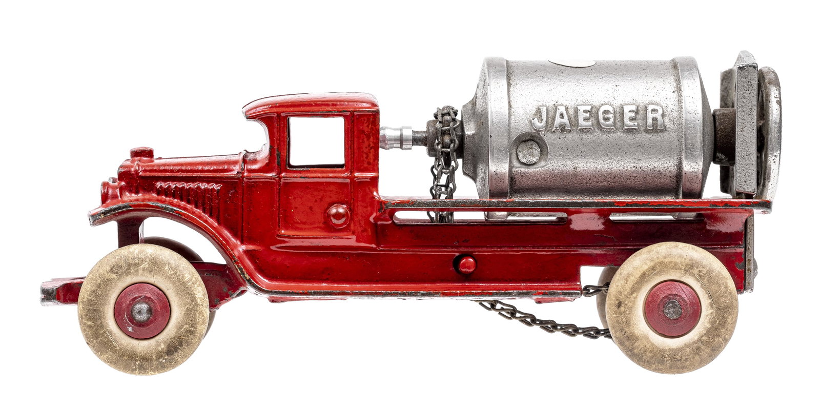 Jaeger Cement Truck Iron Toy: Made by Kenton Hardware Company. Kenton, Ohio - 1930 - 7 1/4" Long. The toy is in virtually mint condition. It retains its original $2.00 price sticker.