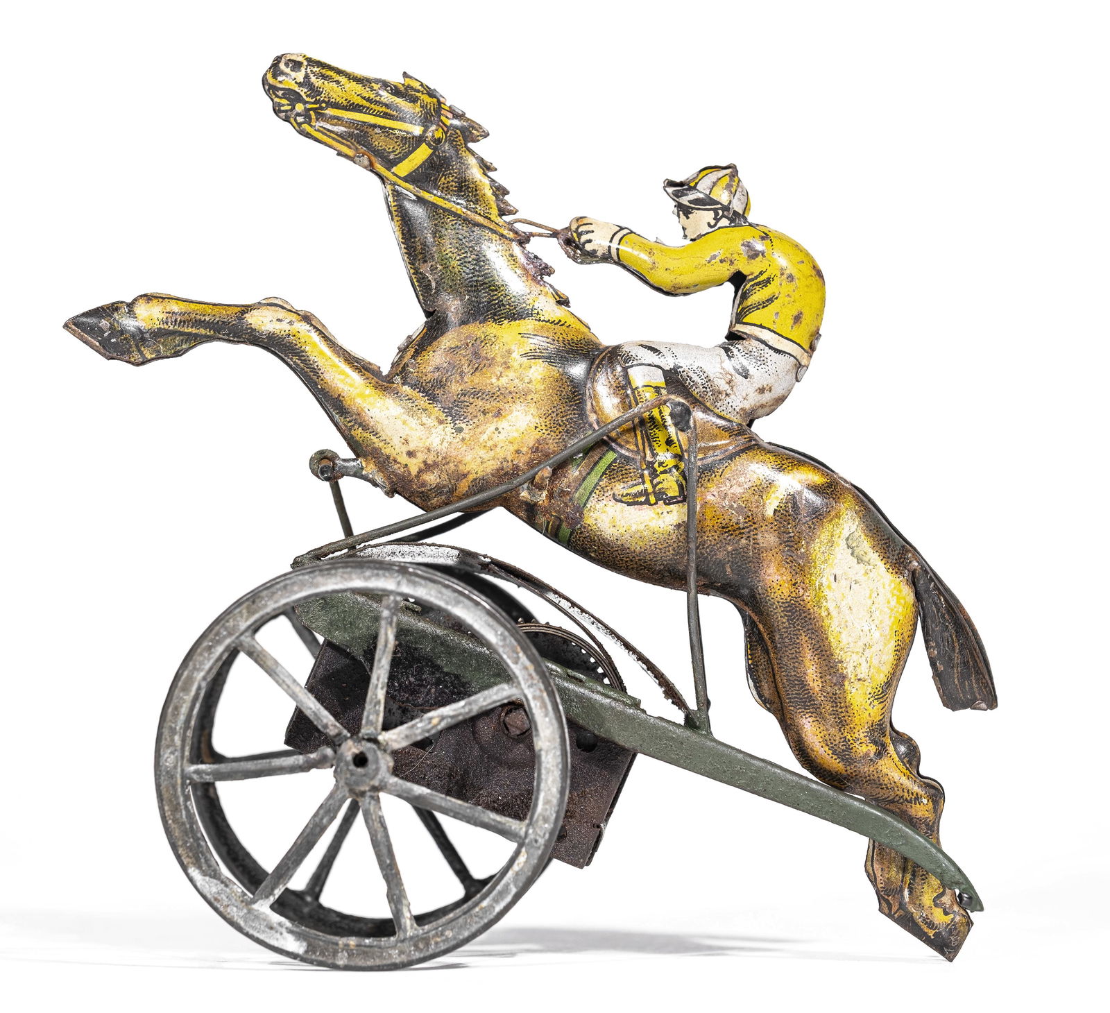 "Dick" Windup Race Horse: Made by Gunthermann. German - 1920's - 4 3/4" Long. The toy works, but the horse must be reconnected so that he goes up and down.