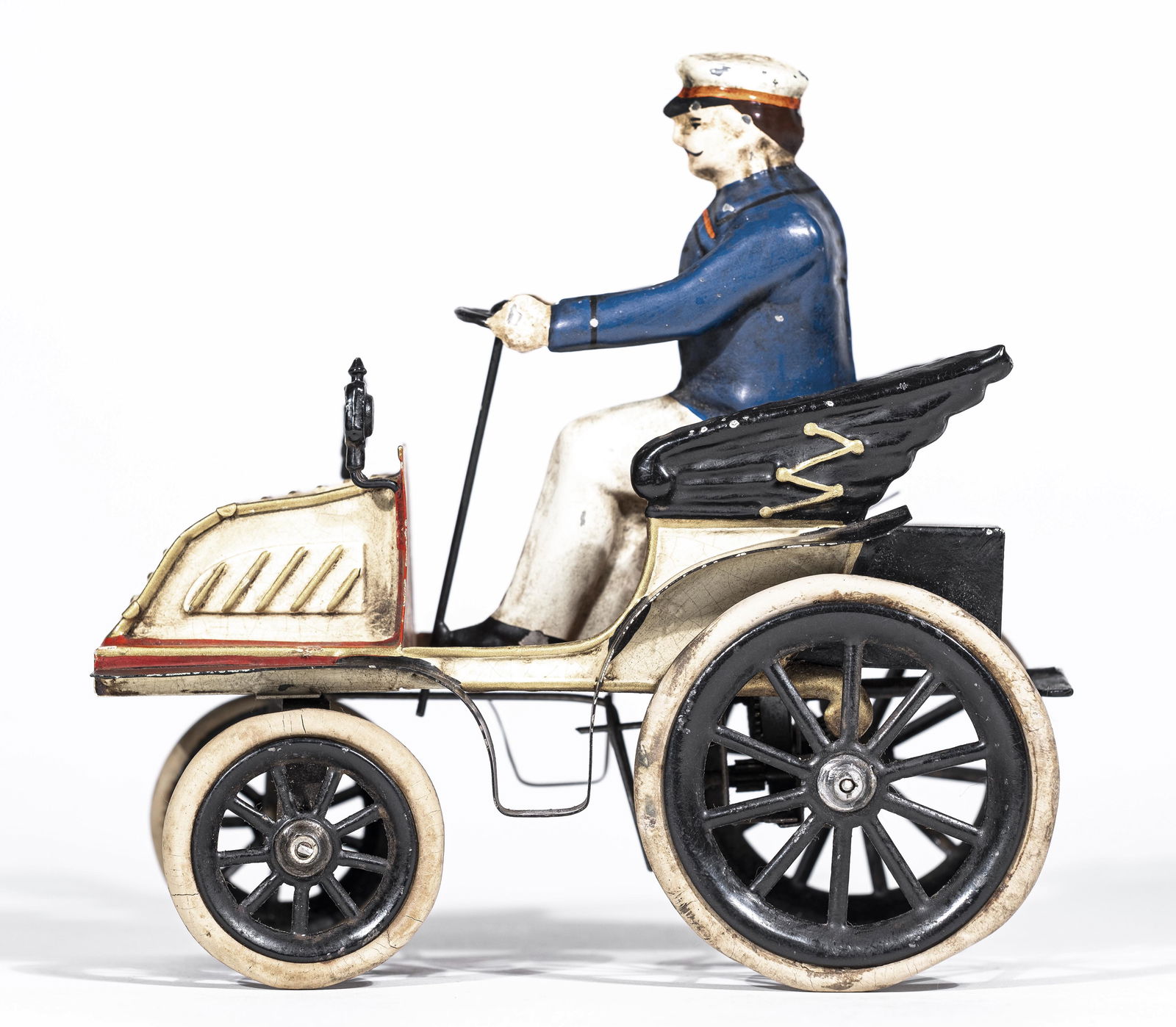 Horseless Carriage - Windup: Made by Gunthermann. German - 1905 - 6 1/4" Long. This toy works very well. It has been professionally restored.