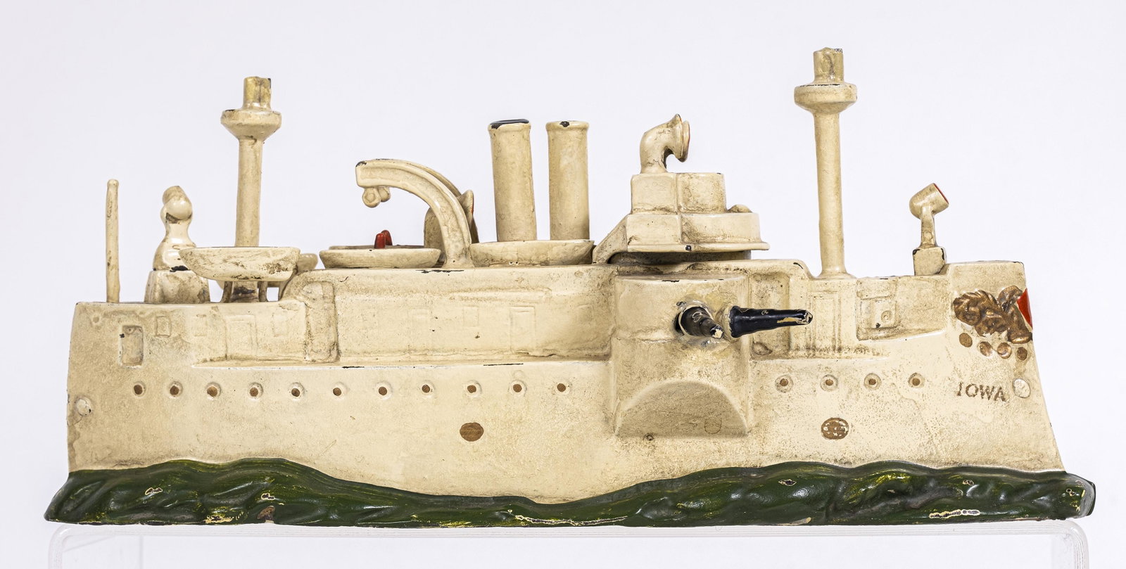 Battleship Iowa Iron Bank: Made by J. & E. Stevens Company. Cromwell, Connecticut - 1901.