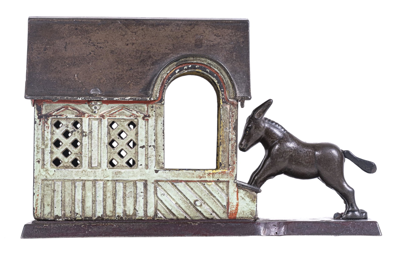 Mule & Barn Iron Mechanical Bank: J. & E. Stevens Company. Cromwell, Connecticut - 1880's.