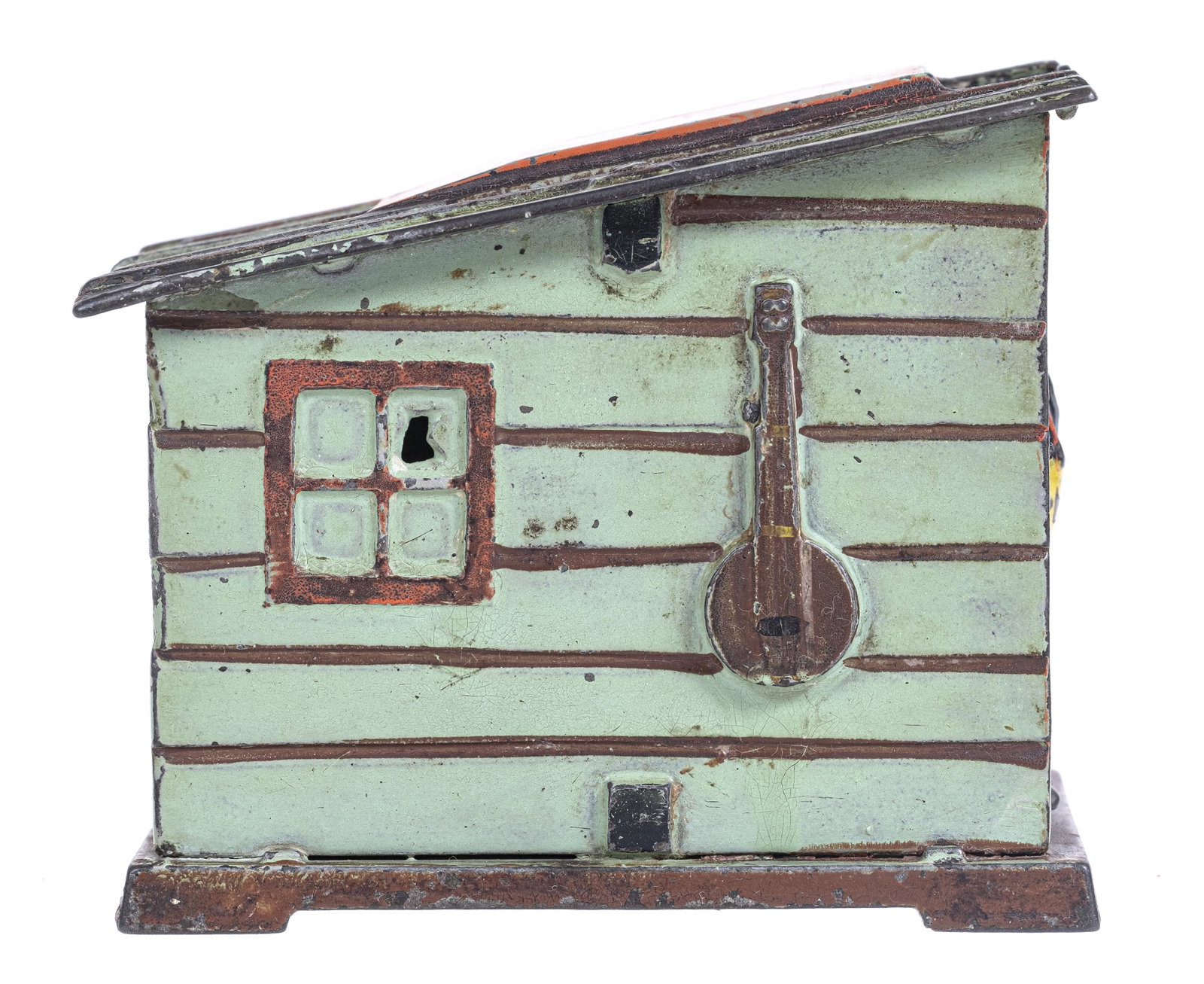 Cabin Iron Mechanical Bank: J. & E. Stevens Company. Cromwell, Connecticut - 1880's.