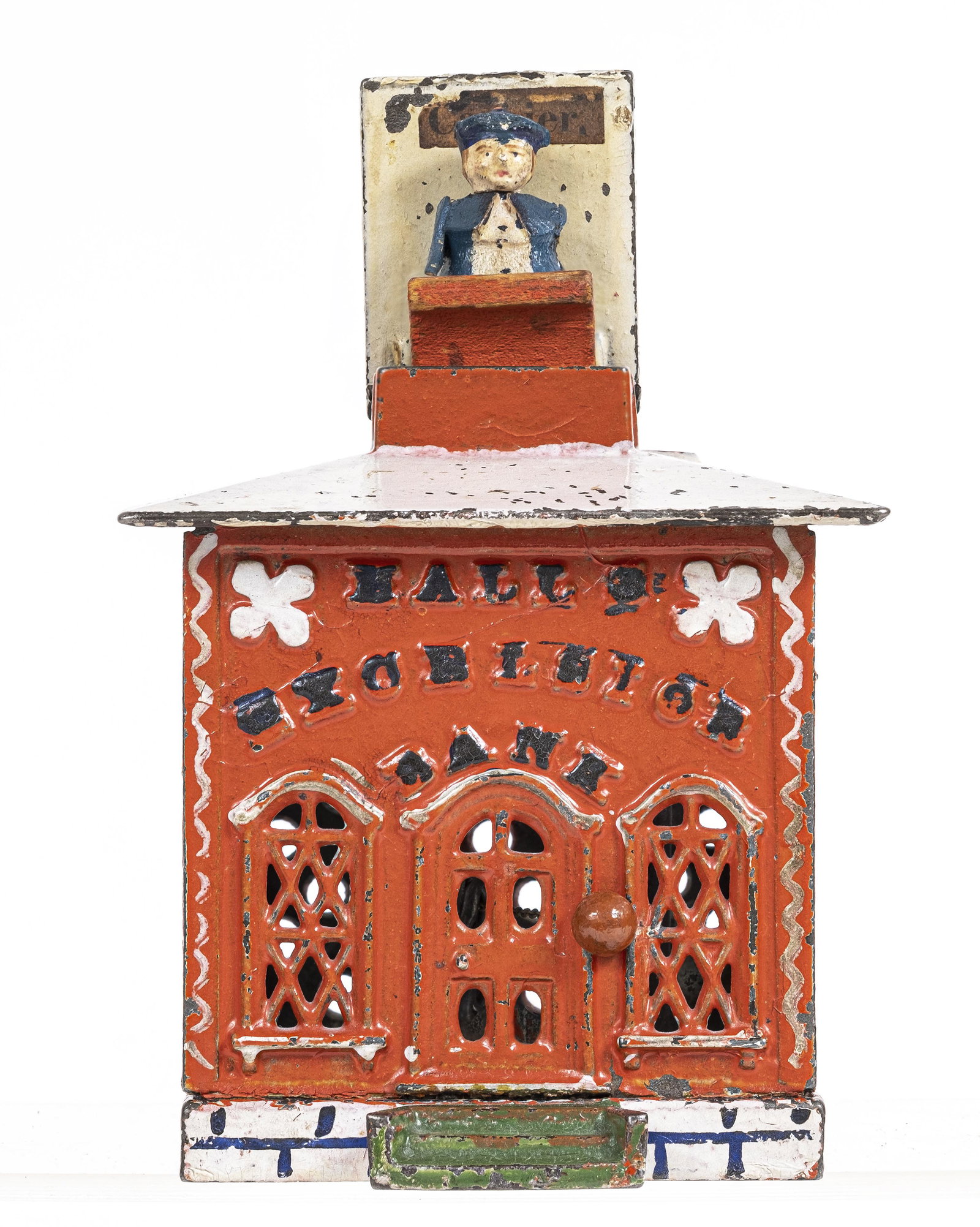Hall's Excelsior Iron Mechanical Bank: Made by J. & E. Stevens Company. Cromwell, Connecticut circa 1875.