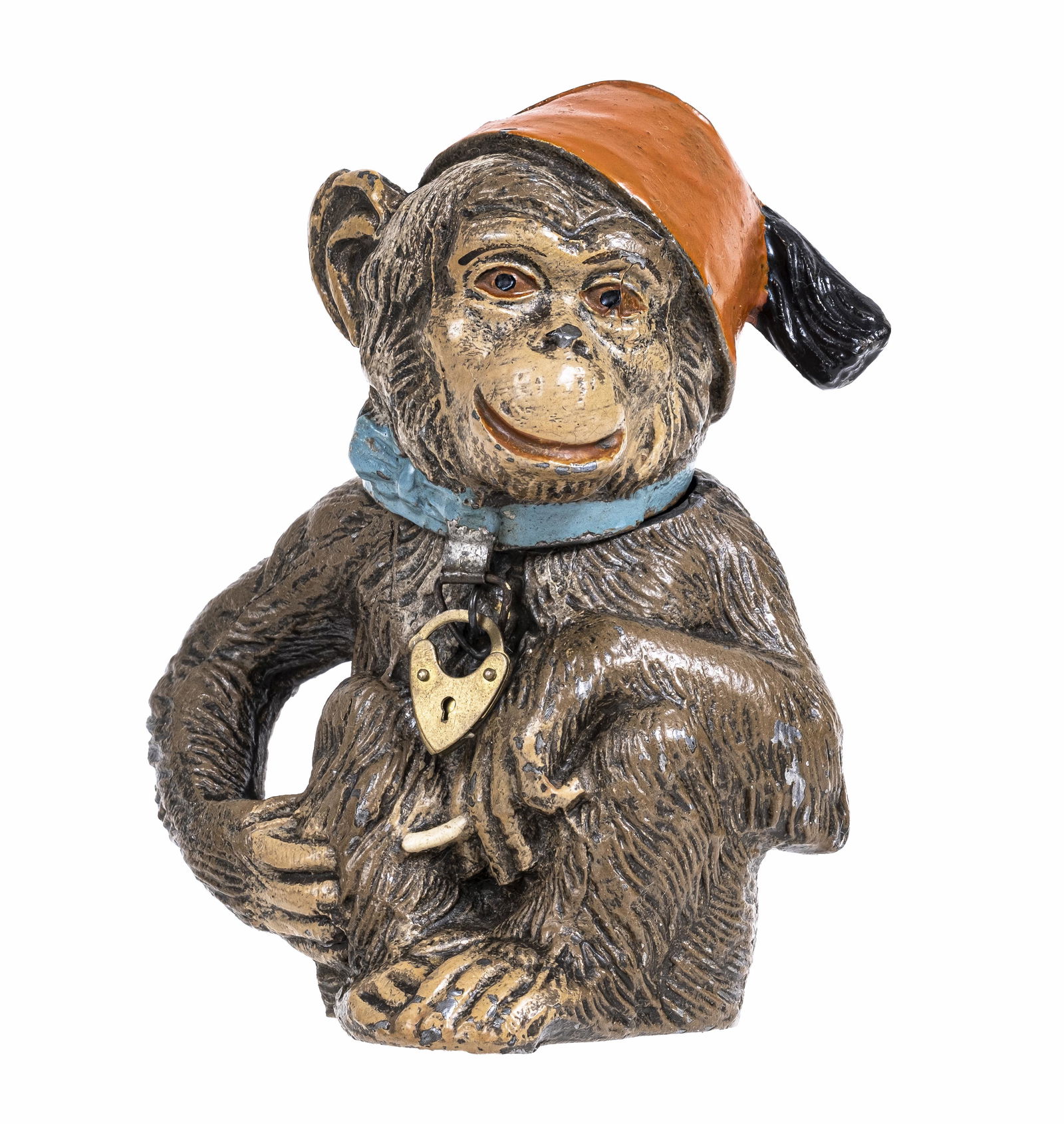 Monkey Holding a Cigarette Spelter Bank (1 of 4)