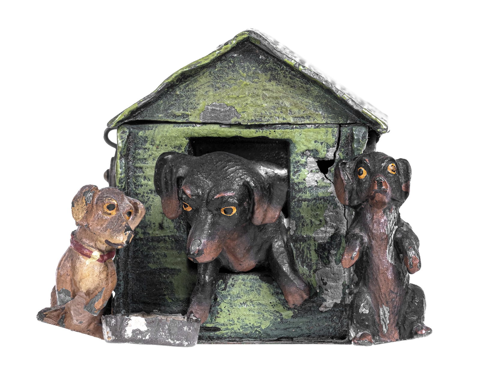 Dachshund & Puppies in Doghouse Spelter Bank (1 of 4)